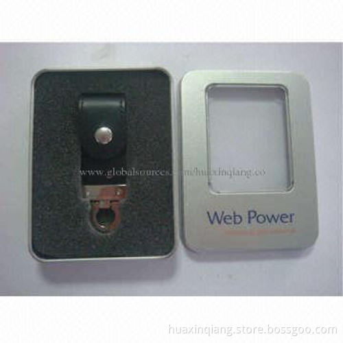 USB Memory Drives, Leather+Metal Material, 512MB-64GB Capacity, Logo Design, 5-year Warranty, USB2.0